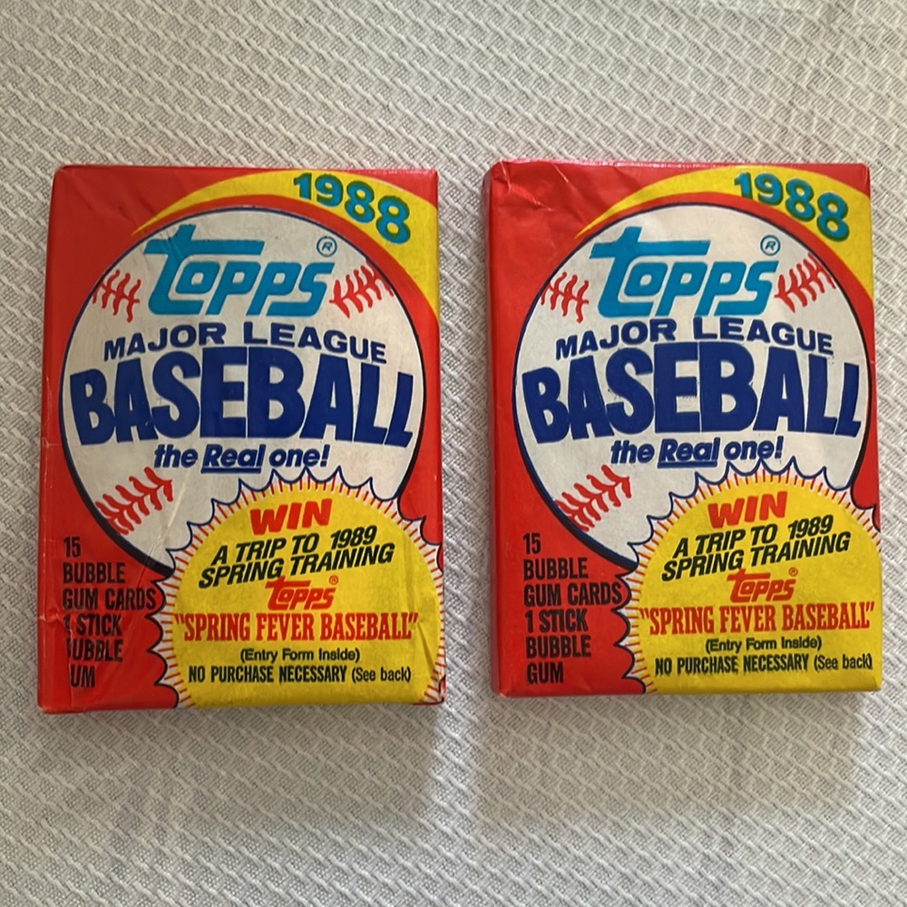 1988 Topps Major League Baseball Cards Unopened 2 Packs